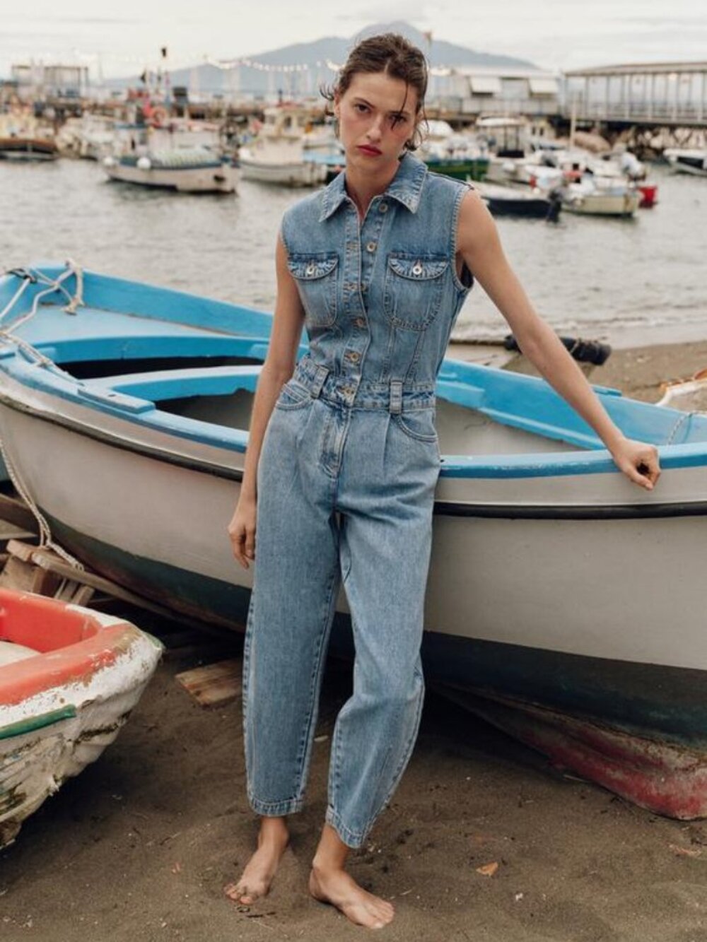 ZARA Z1975 BALLOON LEG DENIM JUMPSUIT